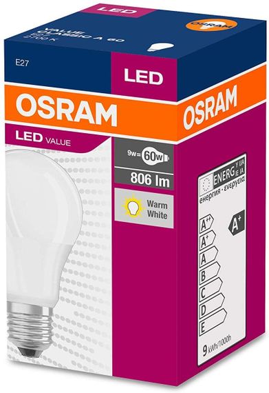 Лампа светодиодная OSRAM LED A60 8,5W 806Lm 2700К E27 (4052899326842) | Зображення 1