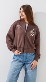 Кофта-бомбер з принтом жіноча LAWA P-WB02410 L Шоколадний shop (2000999540707)