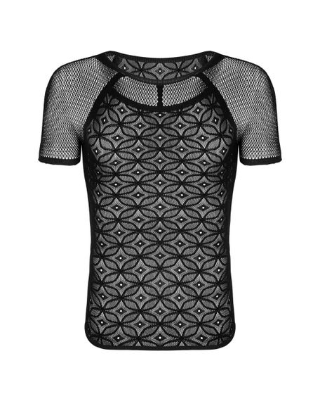 Чоловіча напівпрозора футболка з орнаментом Obsessive T102 T-shirt S/M/L, чорна sexstyle | Зображення 5
