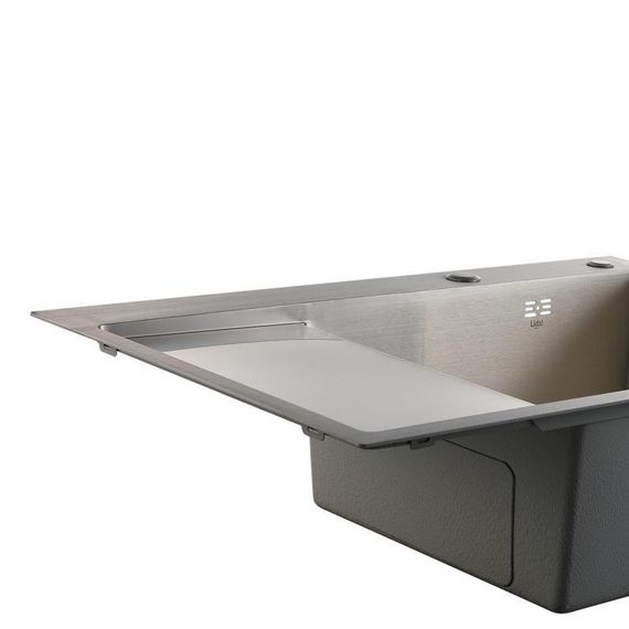 Мойка для кухни интегрированная Lidz Handmade Max 500 H7849L Brushed Steel, 3,0/1,0 мм, крыло слева, увеличенная чаша | Зображення 5