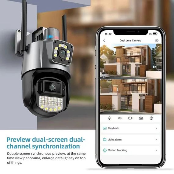 Вулична камера 8MP 4K IP Camera Outdoor WiFi PTZ подвійний об'єктив, подвійний екран XPRO (43912-_1381) | Зображення 2