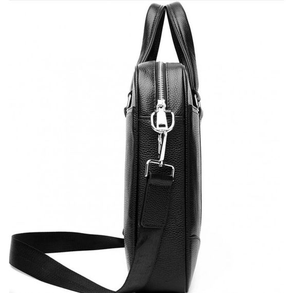 Чоловіча шкіряна класична сумка для ноутбука та документів чорна KL-63834 | Зображення 6