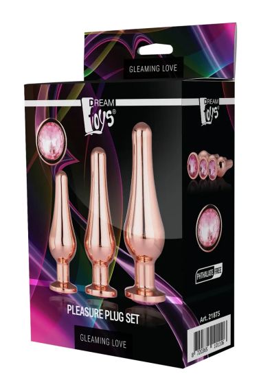 DT21875 Набор анальных пробок конической формы Dream Toys GLEAMING LOVE PLEASURE SET ROSE GOLD Sex Aura | Зображення 3