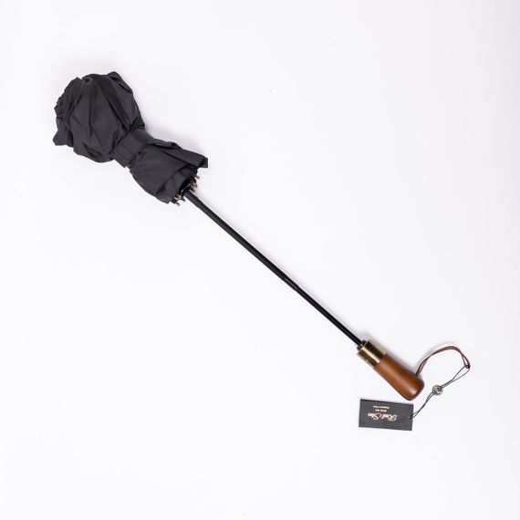 Парасолька автоматична з дерев'яною ручкою класична з поліестеру діаметр 116 см Чорна HP-23-8B | Зображення 2