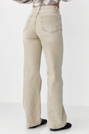 Широкі прямі джинси з високою посадкою - бежевий цвет, 34р (є розміри) | Зображення 1