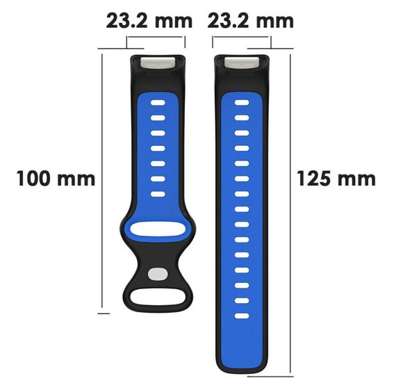Силіконовий ремінець Primolux Sport для фітнес браслета Fitbit Charge 5 / Charge 6 - Black&Blue / розмір М | Зображення 5