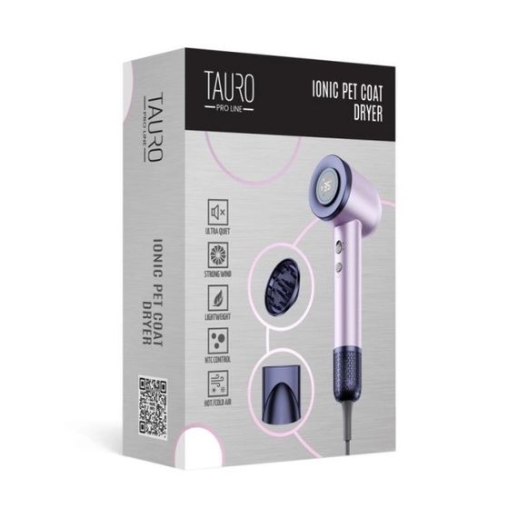 Ручний фен для домашніх тварин з технологією генерації негативних іонів Tauro Pro Line, темно-фіолетовий | Зображення 1