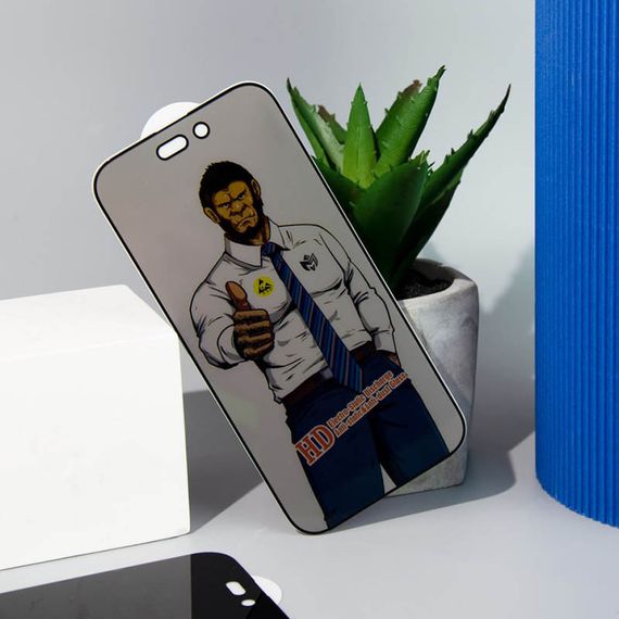 Захисне скло Privacy 5D Anti-Static (тех.пак) для Apple iPhone 13 / 13 Pro / 14 / 16e (6.1") Чорний | Зображення 3