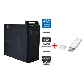 Комп'ютер Lenovo ThinkCentre E73 Tower / Intel Core i5-4460S (4 ядра по 2.9 - 3.4 GHz) / 8 GB DDR3 / 240 GB SSD / Intel HD Graphics 4600 / DVD-ROM / Windows 11 Pro б/в + Подарунок  USB-накопичувач 32 ГБ