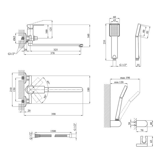 Змішувач для ванни Kroner KRM Harz - C070 (CV023617) | Зображення 1
