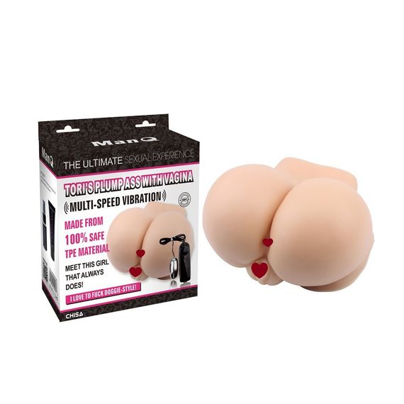Мастурбатор полуторс с вибрацией киберкожа Chisa Man Q Tori's Plump Ass With Vag, телесный sexstyle