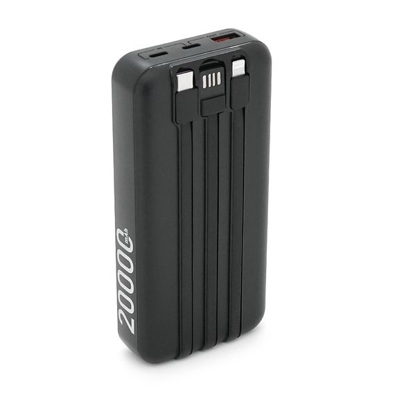 Powerbank ACL PW-117 20000mAh, PD22.5W, 1xUSB+2xUSB-C, 3 кабелі (USBType-C/Lighting), 0.47кг, Black/White, Box | Зображення 2