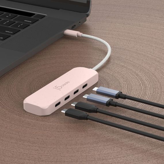 Хаб J5create JCH345ER-N USB-C на 4 USB-С, червоний | Зображення 4