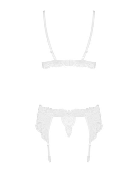 Кружевной комплект белья Obsessive 810-SEG-1 L/XL White, бюстгальтер, стринги, пояс для чулок sexstyle | Зображення 5
