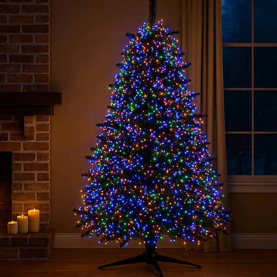 Новорічна гірлянда кімнатна «Роса» Хвойна лапа 50 м, 1500 LED, мультиколір, зелений провід | Зображення 2