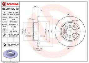 Диск гальмівний BREMBO 08950211 на SEAT LEON (1P1)