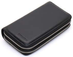 Черный мужской клатч на две молнии из натуральной кожи Marco Coverna MC-801-1