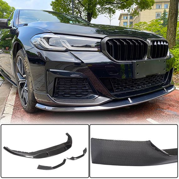 Накладка на передній бампер Lip V1 (для M-Sport 2021-2024 , Карбон) для BMW 5 серія G30/31 рр