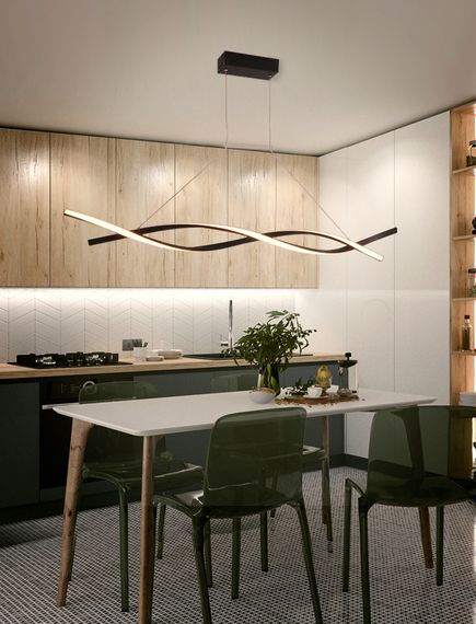 Люстра світлодіодна підвісна LED світильник для квартири на стелю лед 27329 Чорний 25-100х14х100 см. | Зображення 1