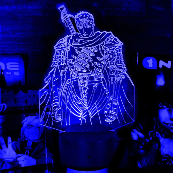 Акриловый светильник-ночник Гатс Berserk Черный Мечник синий tty-n001822