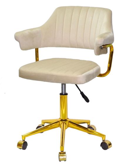 Крісло з підлокітниками Jeff GD-Modern Office велюр бежевий B-1032 на золотій нозі-хрестовині з колесиками | Зображення 7