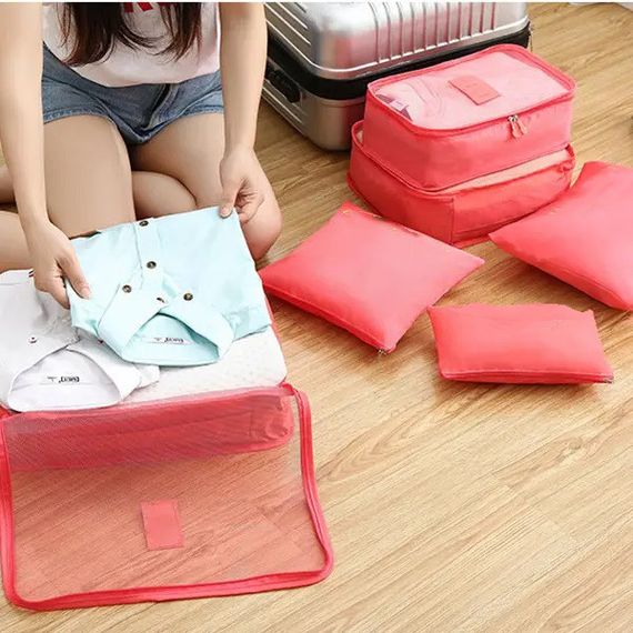 Набор дорожных органайзеров для вещей 6 шт. Цвет: розовый LT-83