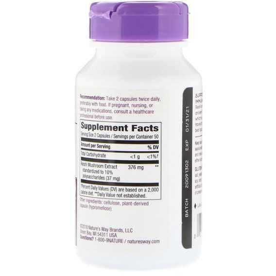 Грибной комплекс Nature's Way Reishi Standardized 100 Veg Caps | Зображення 1