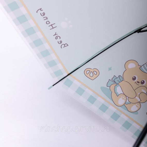 Класична дитяча парасолька-тростина напівавтомат з поліестеру міцна надійна 8 спиць діаметр 94 см М'ятний HP-23-11M | Зображення 8