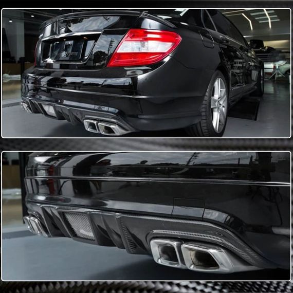 Диффузор заднего бампера V4 (для AMG SD 2008-2011, Карбон) для Mercedes C-class W204 | Зображення 2