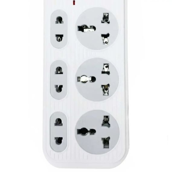 Мережевий фільтр подовжувач 2м, 2500Вт, 6×220В, 2хUSB, 1хType-C, WL-1, Білий / Мережевий подовжувач з вимикачем | Зображення 6
