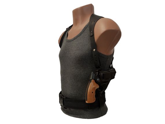 Кобура Револьвер 3" оперативная поясная скрытого внутрибрючного ношения формованная с клипсой кожа чёрная ms | Зображення 5