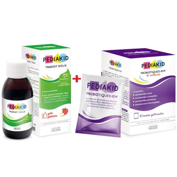 Комплекс для профілактики травлення у дітей Pediakid Комплекс "Закрепи " Transit doux  125 ml Apple + Probiotiques-10M 10 sachets