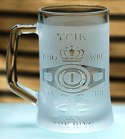 Пивний келих 670 мл Усік Don’t push the horses подарунок для фаната боксу кухоль з гравіюванням