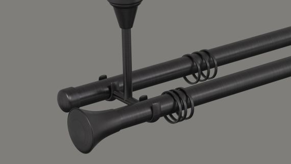 Карниз для штор дворядний металевий 19 мм стельовий, Принц колір Маренго