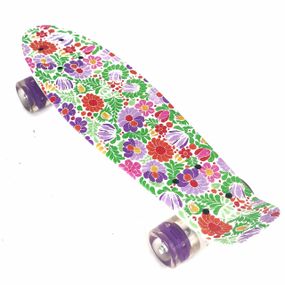 Скейт Пенни борд Best Board 24, колёса PU Светящиеся Цветы (односторонний окрас)