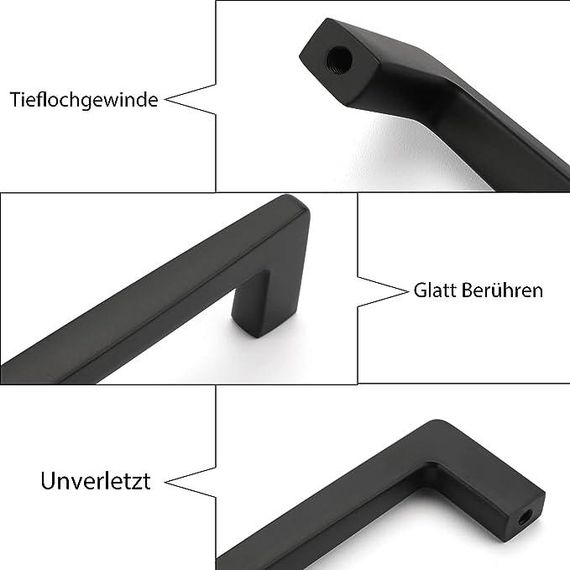 Ручки черные, мебельные, для кухонных шкафов, Кухонные ручки Черные матовые мебельные ручки | Зображення 1