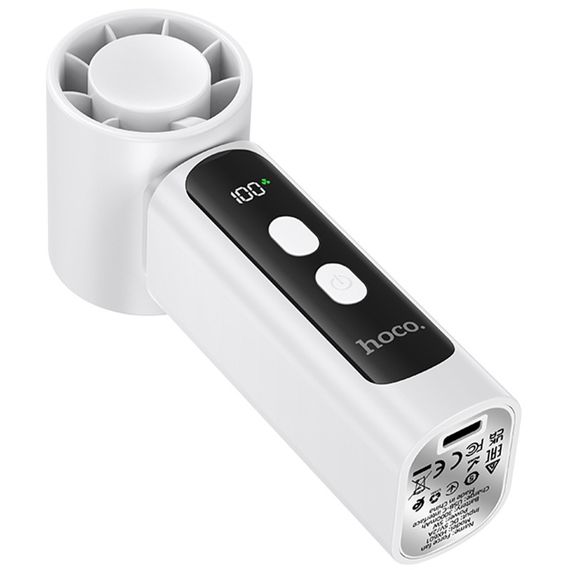 Портативний вентилятор Hoco HX601 handheld folding fan 3000 mAh White | Зображення 3