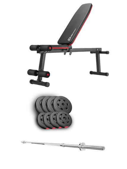 Набір Hop-Sport Premium 39кг з лавою HS-1010 Pro та штангою