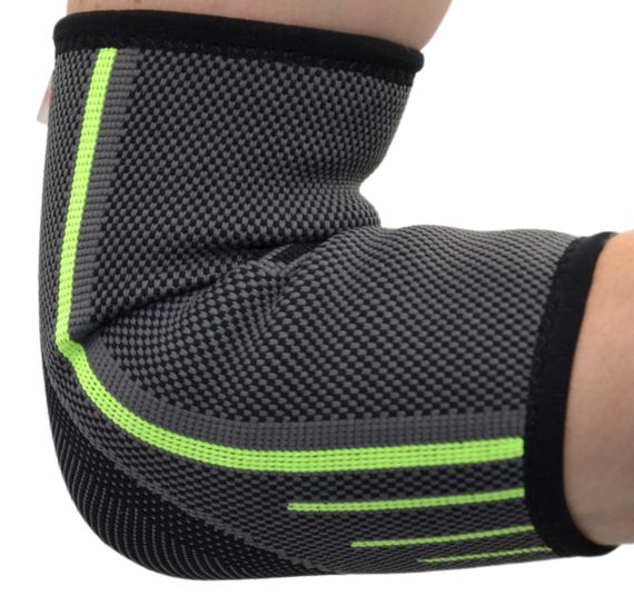 Компресійний налокітник MadMax MFA-283 3D Compressive elbow support Dark grey/Neon green S | Зображення 1