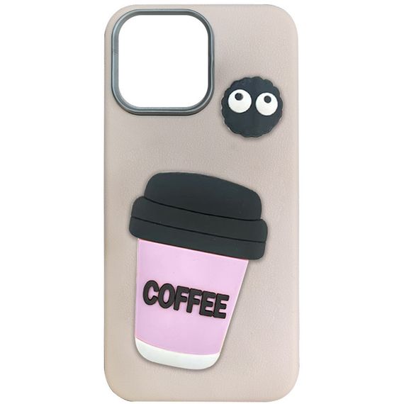 Чехол TPU Leather Toys для Apple iPhone 16 Pro (6.3") Coffee / Pink