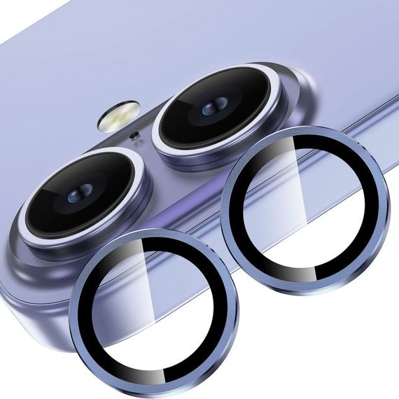 Захисне скло Metal Classic на камеру (в упак.) для Apple iPhone 16 (6.1") / 16 Plus (6.7") Синій / Ultramarine | Зображення 1