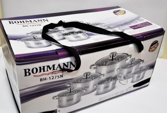Набор кастрюль Bohmann BH-1275N, 12 предметов нержавеющая сталь, для индукции | Зображення 9