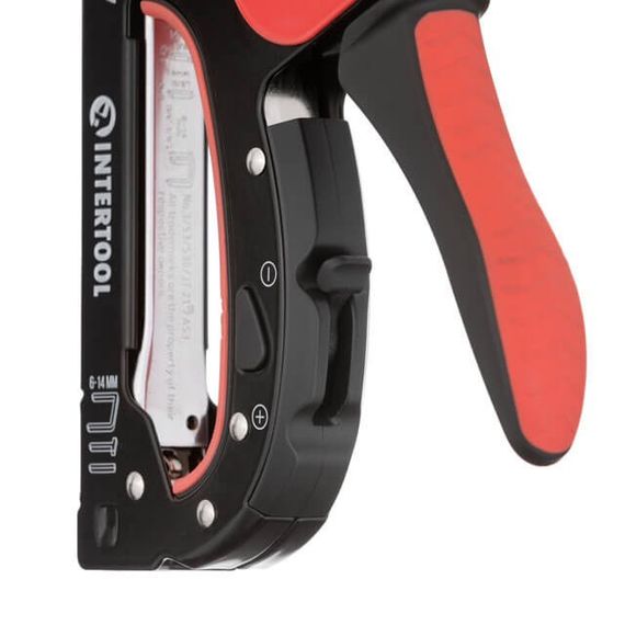 Степлер будівельний 3 в 1, під скобу 11.3*0.7*6-14 мм, цвях 14 мм, шпилька 14 мм. INTERTOOL RT-01041 | Зображення 4