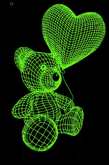 Акриловий світильник-нічник Ведмедик з серцем 3 зелений tty-n000416