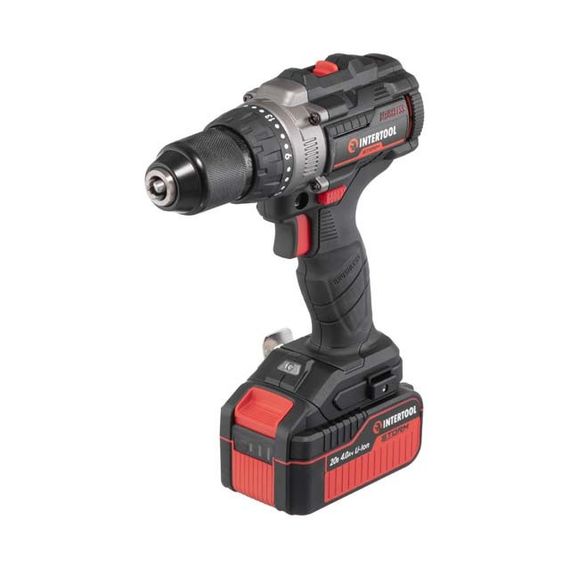 Дриль-шуруповерт акумуляторний ударний з безщітковим двигуном 100 Нм INTERTOOL WT-0361