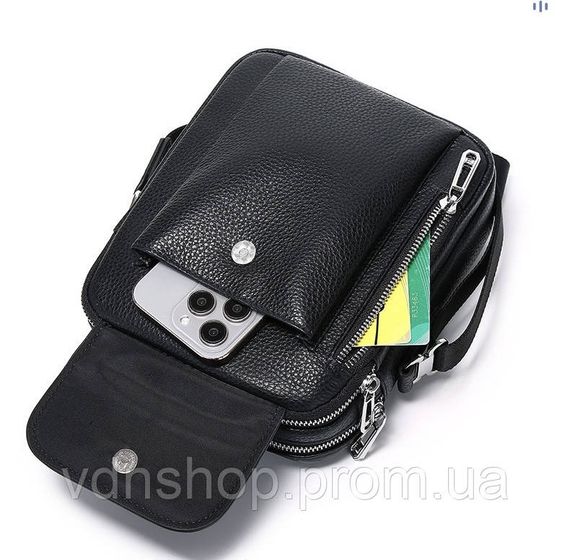 Мужская кожаная сумка-барсетка 19х24х7.5, сумочка планшет через плечо черная Bexhill BX-09164 | Зображення 4