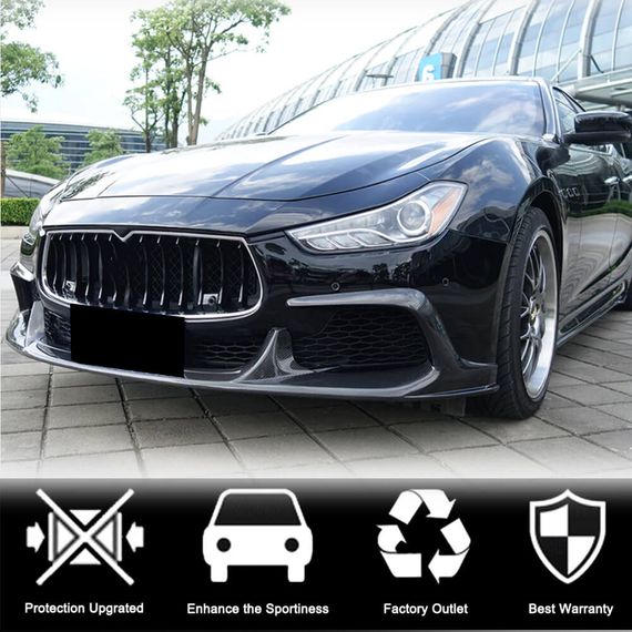 Накладка на передній бампер Lip V1 (для Base/S/S Q4 2013-2017, Карбон) для Maserati Ghibli рр | Зображення 1