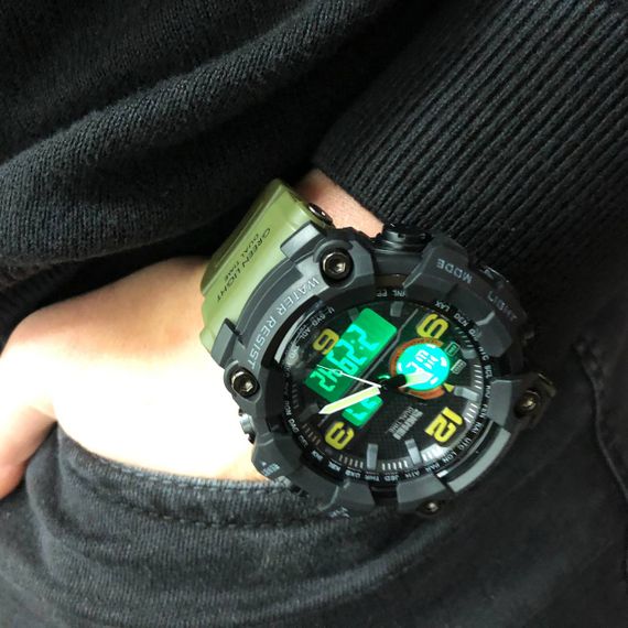 Годинник наручний чоловічий SKMEI 1520AG ARMY GREEN, військовий чоловічий наручний годинник зелений. Колір: зелений | Зображення 8