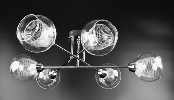 Люстра стельова на 6 лампочок 26197 Хром 22х66х66 см. | Зображення 1