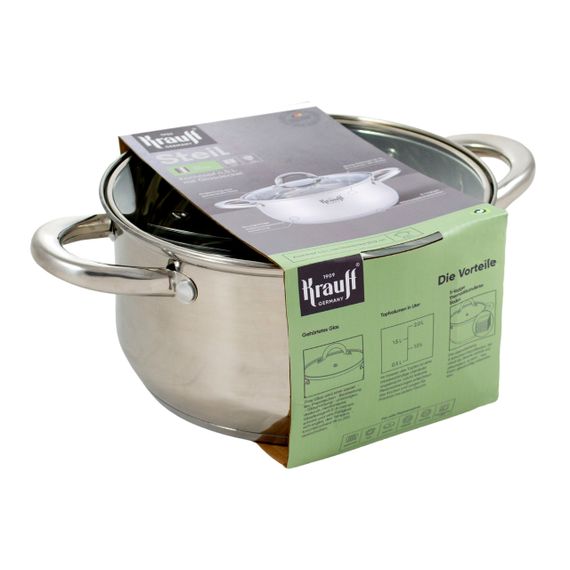 Кастрюля Krauff Steil 26-238-076, 4.5 л, 22 см, из нержавеющей стали с крышкой, для всех типов плит | Зображення 6